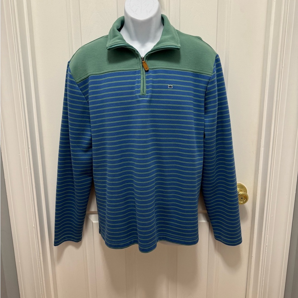 Green and blue sweatshirt pullover